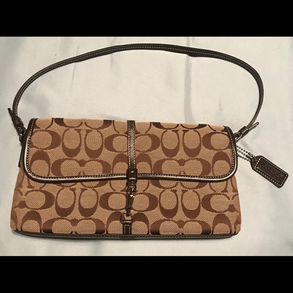 Coach Brown and Tan Logo Clutch